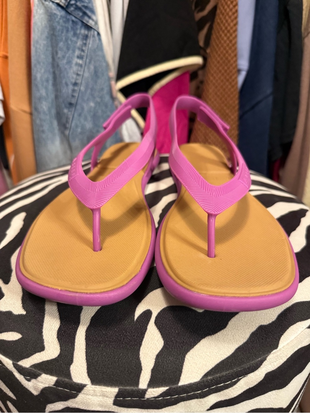 Reef Pink Thong Sandals with Tan Footbed